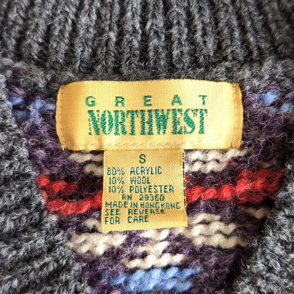 Vintage Women's Great Northwest V-Neck Long Sleeve Sweater Size S - Picture 2 of 8